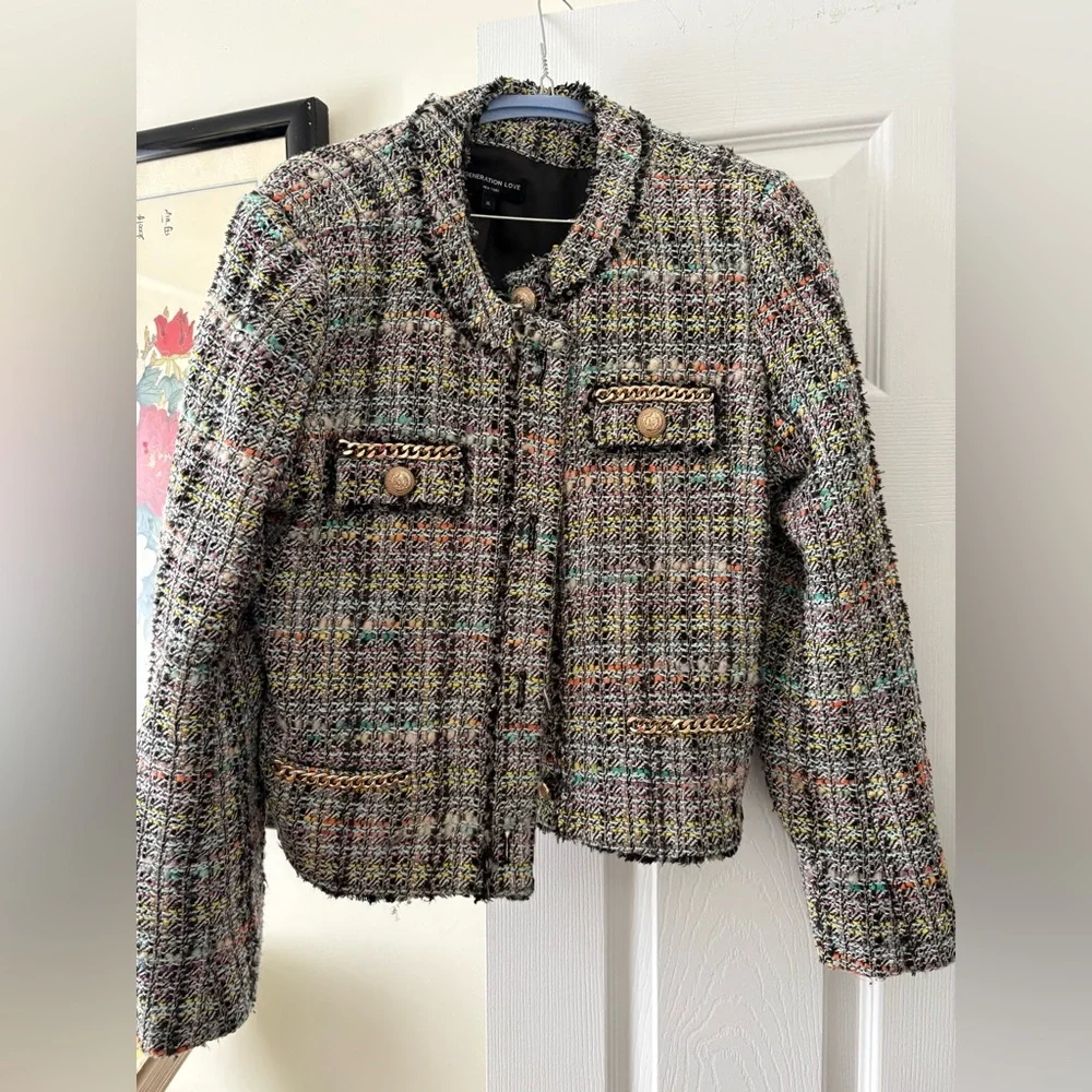 Generation Love Multicolor Tweed Blazer (XL)& Skirt Set (Size 12) - Picture 4 of 7